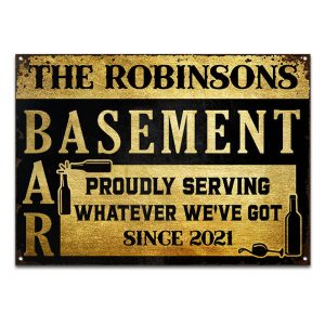 Proudly Serving Whatever - Basement Bar Decorating Idea - Personalized Custom Classic Metal Signs